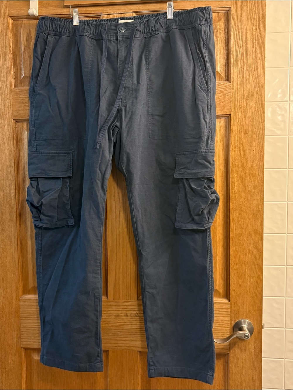 Mutual Weave Men’s Relaxed Fit Cargo Pants Blue Size 3XL 44X32 - Elastic Waist